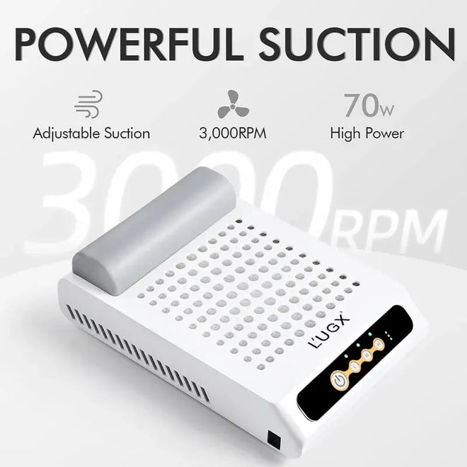 LUGX LG618 Powerful Professional Nail Dust Collector – For Home & Salon Use with Nail Drill and Gel Nail Equipment